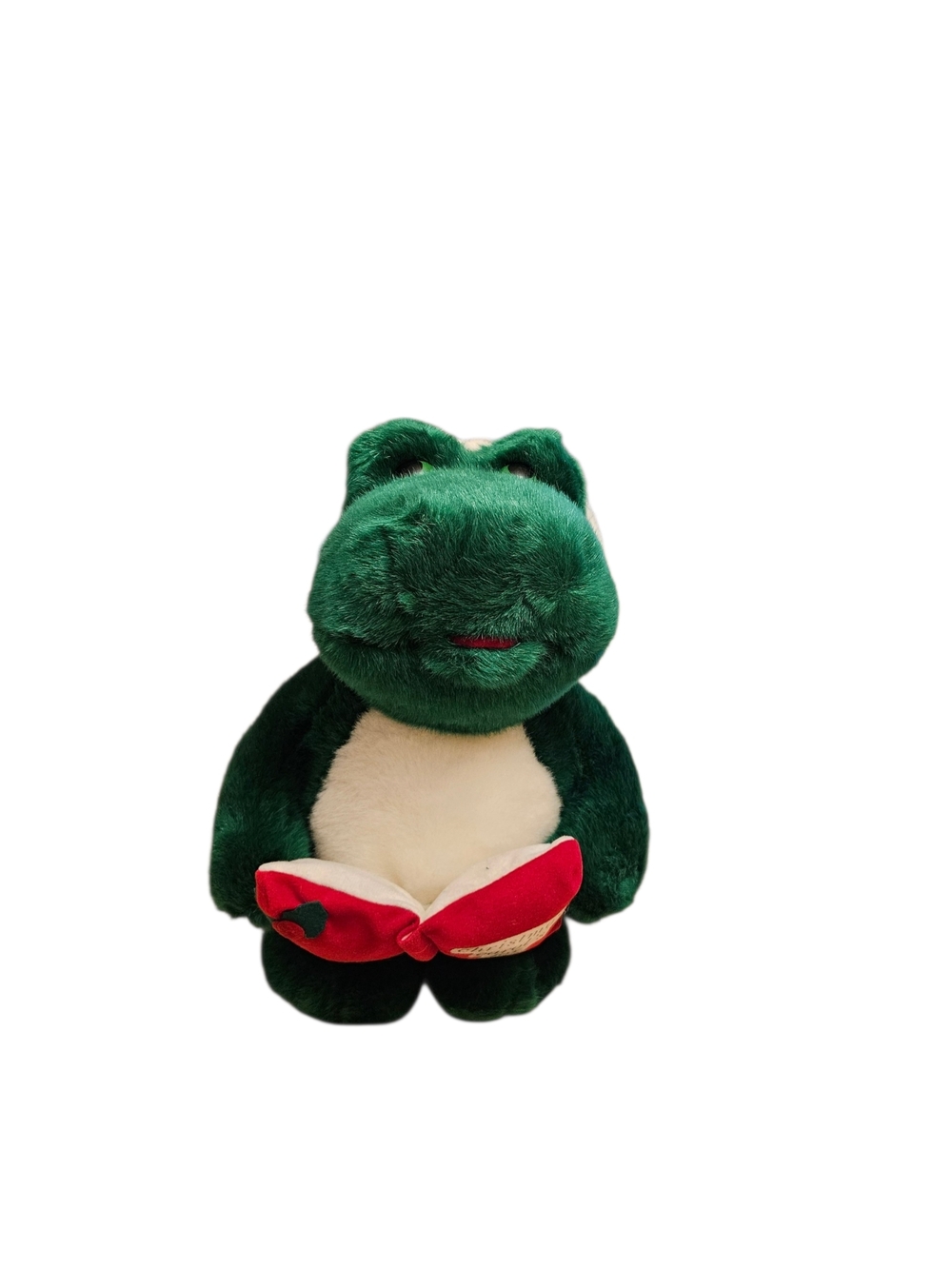 Vintage JCPenney Singing Christmas Frog Plush Musical Holiday Decor Santa Hat Te
